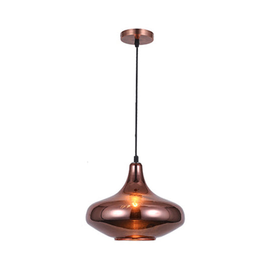 Copper Modern Ceiling Pendant Light with Mirror Glass Shade - Perfect for Dining Room