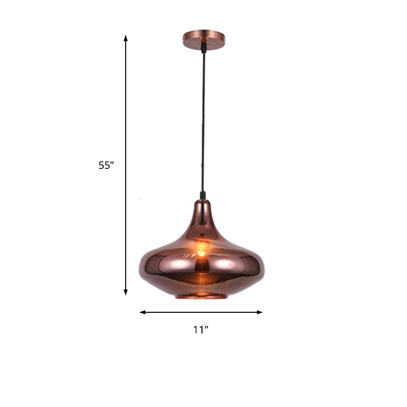 Copper Modern Ceiling Pendant Light with Mirror Glass Shade - Perfect for Dining Room