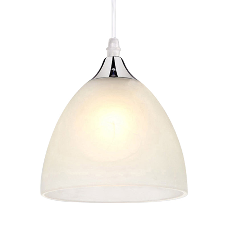 Modern Polished Nickel Kitchen Pendant Light with White Glass Shade