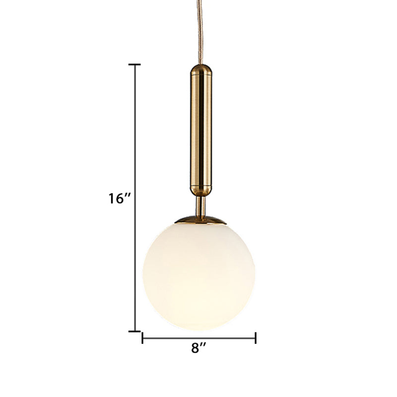Modern Gold Kitchen Pendant Light with White Glass Shade, 1-Light, Multiple Sizes