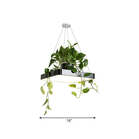 LED Chandelier Light Fixture with Acrylic Shade - Antiqued Style for Dining Room - Black/White/Blue - 16"/19.5" W