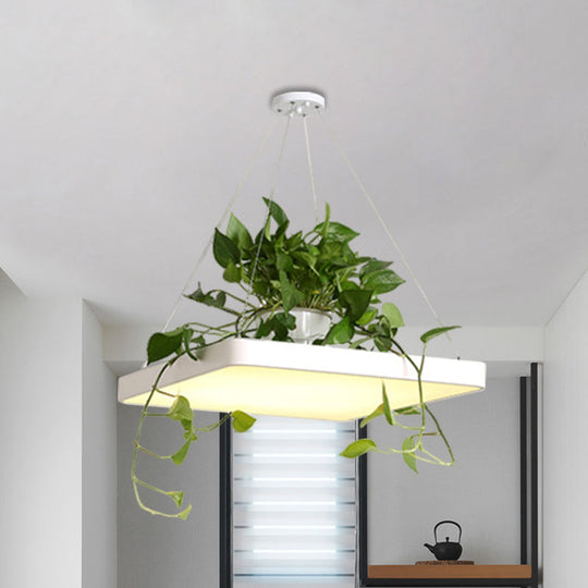 LED Chandelier Light Fixture with Acrylic Shade - Antiqued Style for Dining Room - Black/White/Blue - 16"/19.5" W