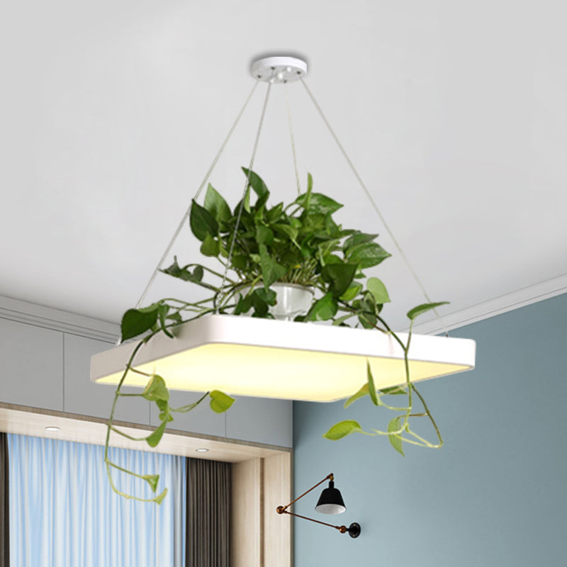 LED Chandelier Light Fixture with Acrylic Shade - Antiqued Style for Dining Room - Black/White/Blue - 16"/19.5" W