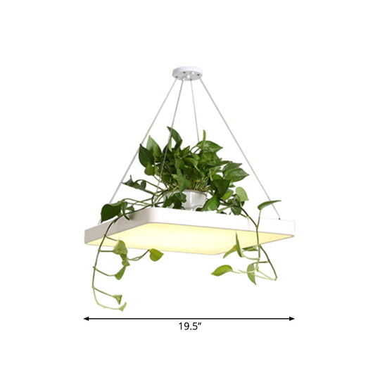 LED Chandelier Light Fixture with Acrylic Shade - Antiqued Style for Dining Room - Black/White/Blue - 16"/19.5" W