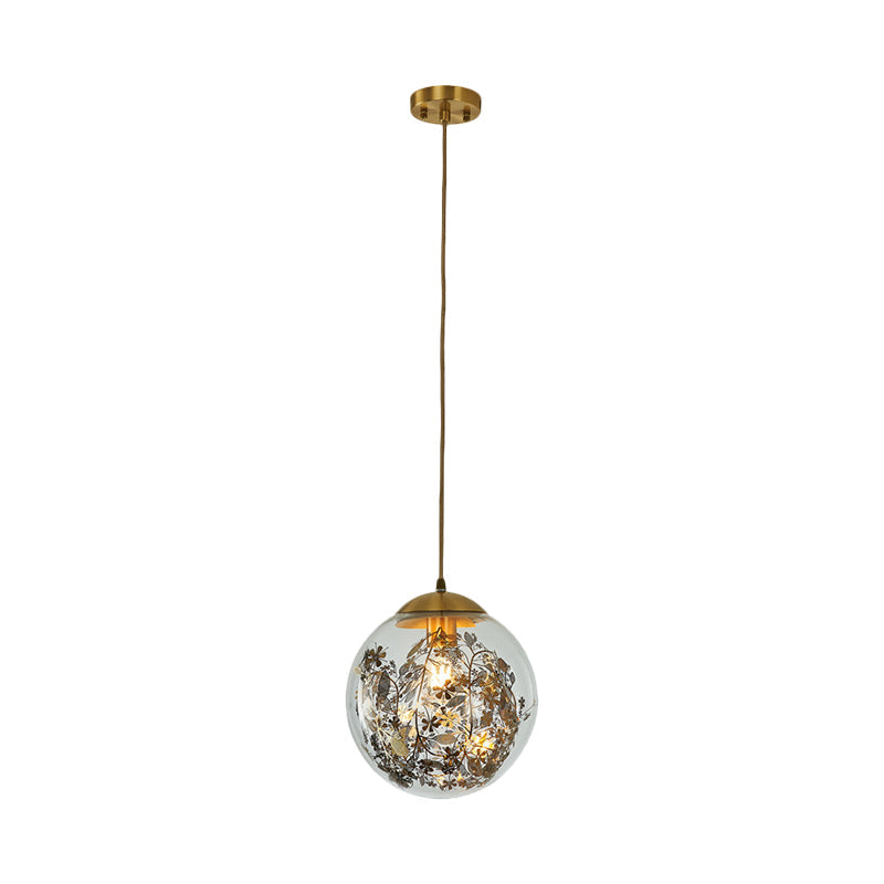 Sleek Clear Glass Pendulum Light in Brass - Simplicity 1 Head Down Lighting Pendant