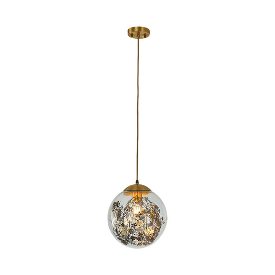 Sleek Clear Glass Pendulum Light in Brass - Simplicity 1 Head Down Lighting Pendant