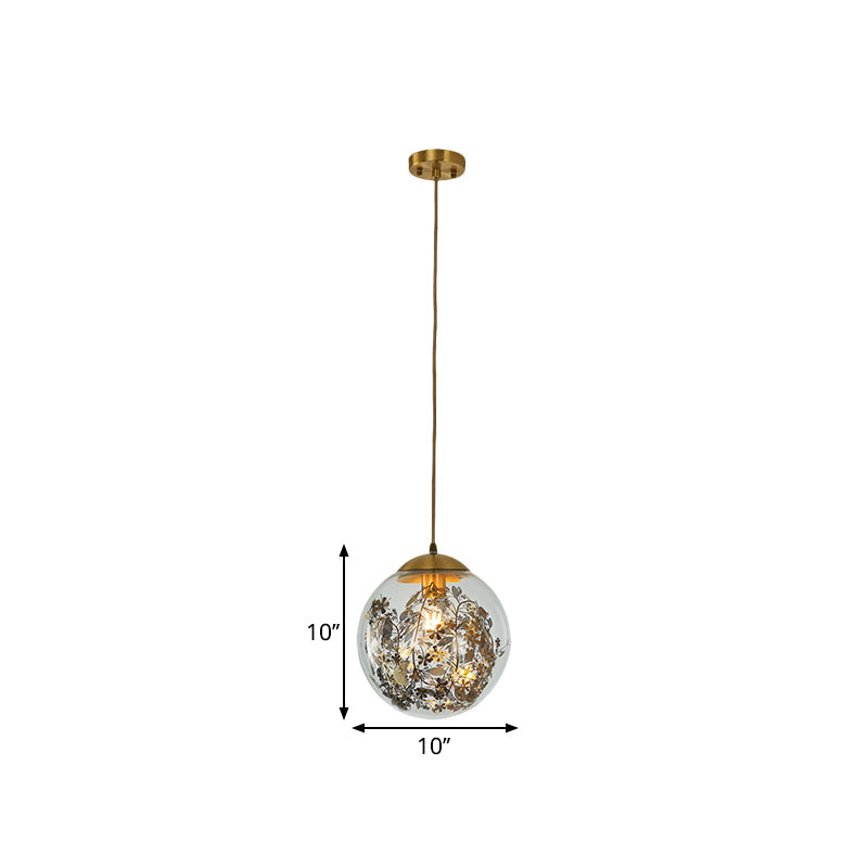 Sleek Clear Glass Pendulum Light in Brass - Simplicity 1 Head Down Lighting Pendant