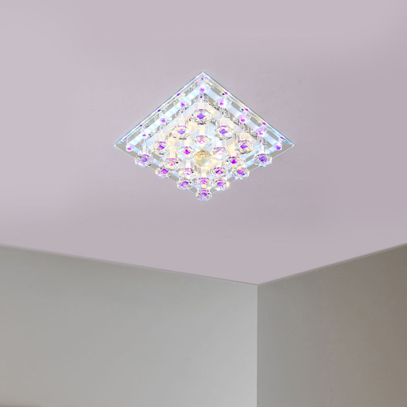 Contemporary Purple Crystal Ceiling Light - 7"/9.5" Flush Mount LED for Corridor in Warm/White Light