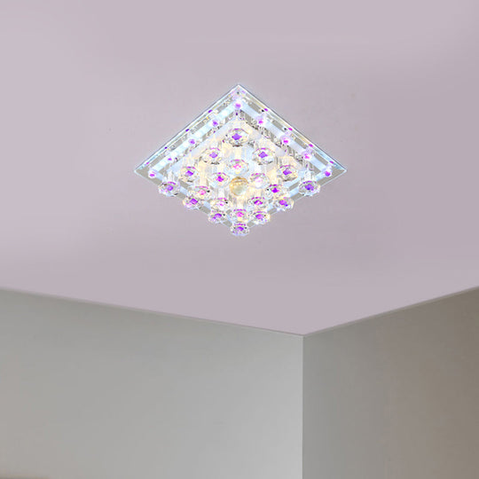 Contemporary Purple Crystal Ceiling Light - 7"/9.5" Flush Mount LED for Corridor in Warm/White Light