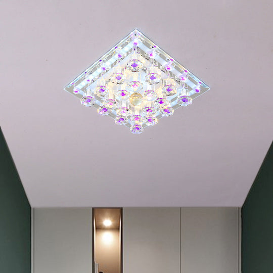 Contemporary Purple Crystal Ceiling Light - 7"/9.5" Flush Mount LED for Corridor in Warm/White Light