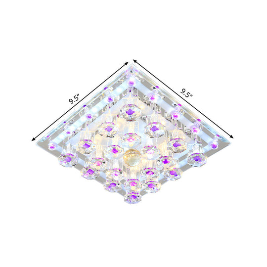 Contemporary Purple Crystal Ceiling Light - 7"/9.5" Flush Mount LED for Corridor in Warm/White Light