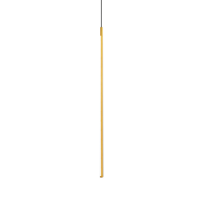Minimalist Metallic LED Linear Pendant Lamp in Black/Gold with Warm/White Light - Suspended Lighting Fixture