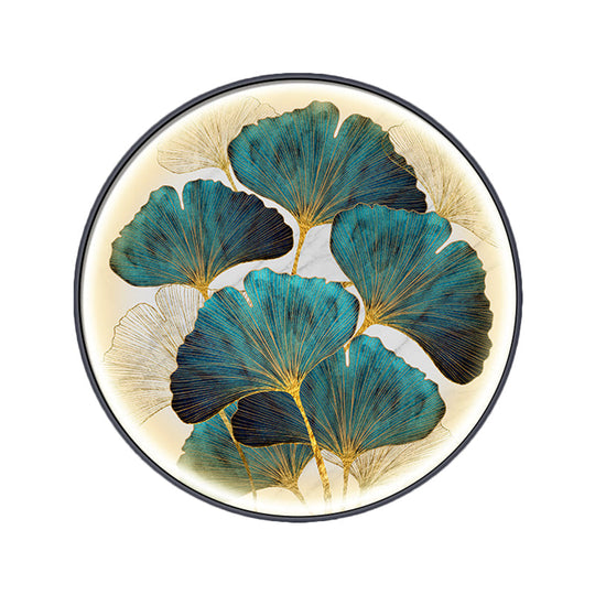 Ginkgo Leaf LED Wall Sconce in Asian Style Metal for Tearoom Decor - Green/Yellow-Green