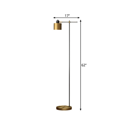 1-Light Brass Floor Lamp with Metal Shade - Perfect for Reading in the Living Room