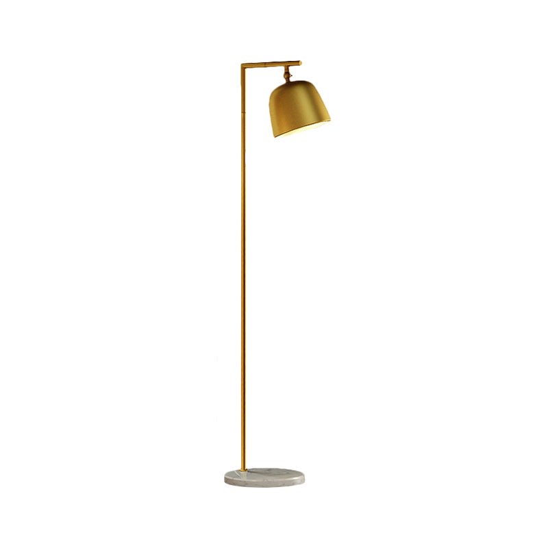 Minimal Metal Bucket Floor Reading Light for Bedroom - 1-Light, Black/Gold