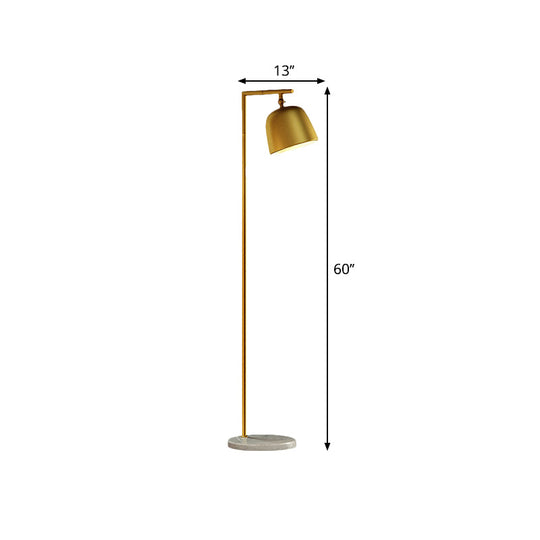 Minimal Metal Bucket Floor Reading Light for Bedroom - 1-Light, Black/Gold