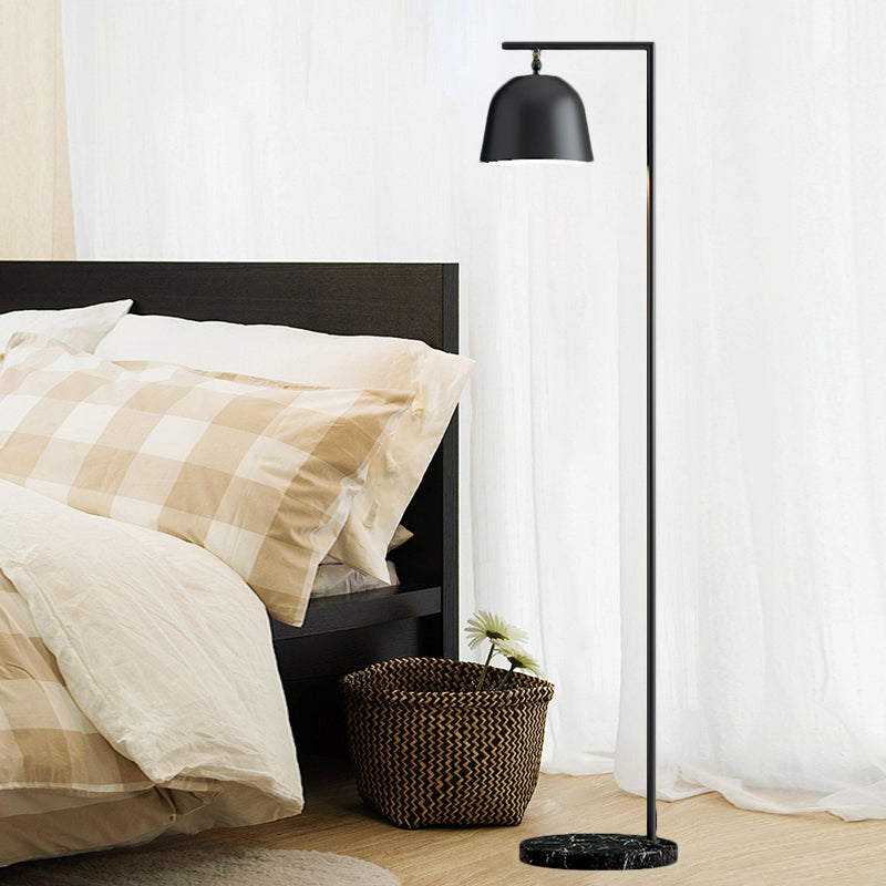 Minimal Metal Bucket Floor Reading Light for Bedroom - 1-Light, Black/Gold