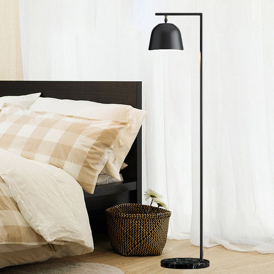Minimal Metal Bucket Floor Reading Light for Bedroom - 1-Light, Black/Gold