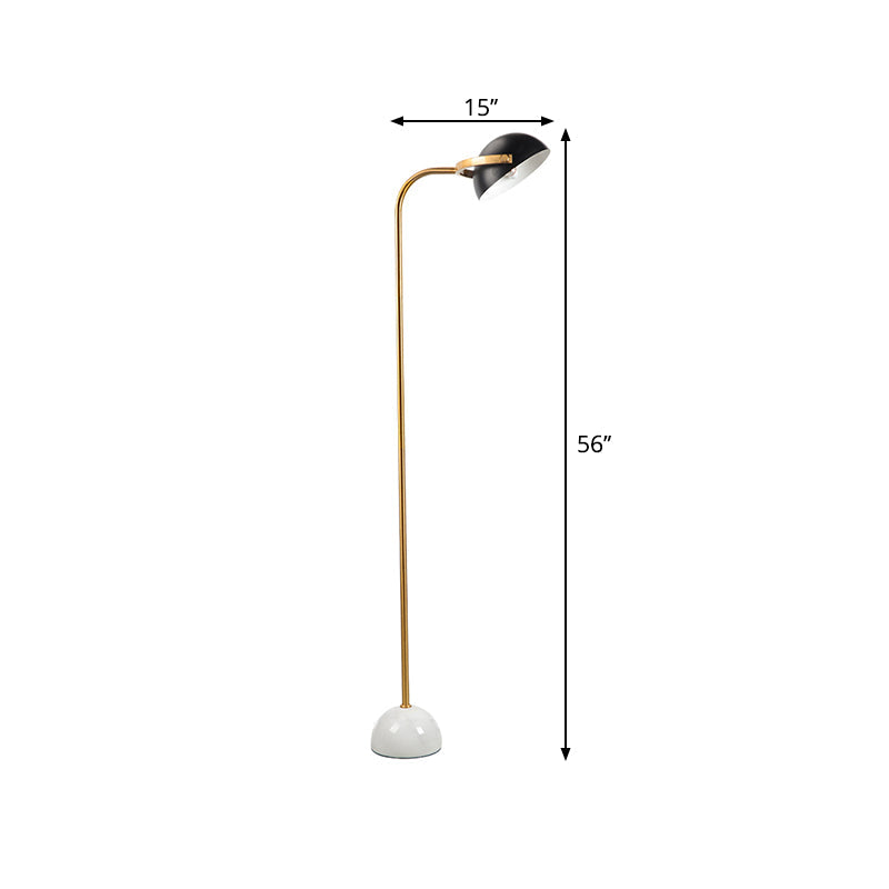 Contemporary Brass Dome Floor Lamp - Adjustable Metallic Reading Light