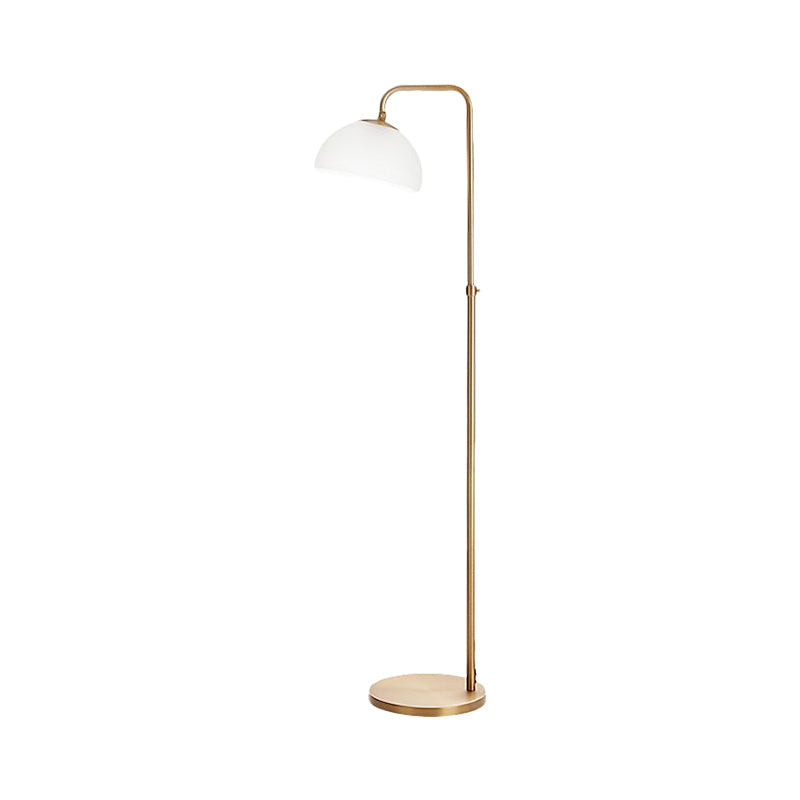 Contemporary Opal Glass Floor Lamp with Brass Finish - Stylish 1-Bulb Floor Reading Lighting for Living Room