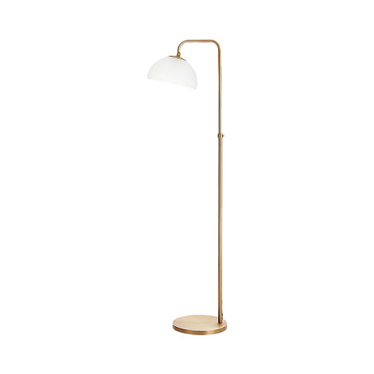 Contemporary Opal Glass Floor Lamp with Brass Finish - Stylish 1-Bulb Floor Reading Lighting for Living Room