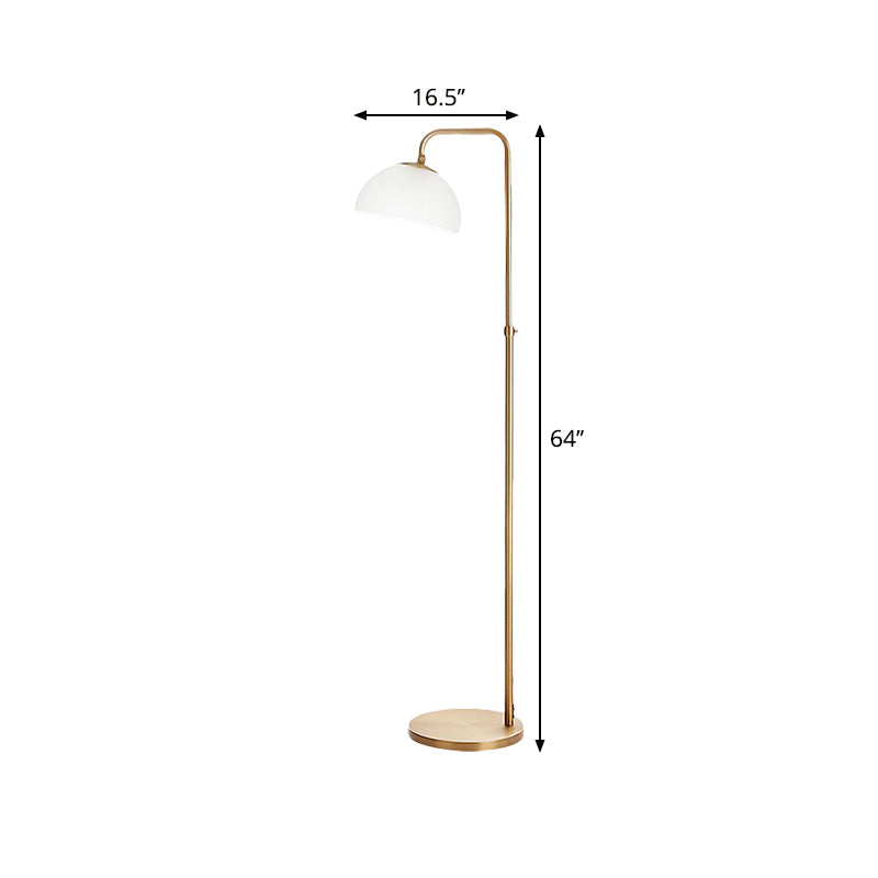 Contemporary Opal Glass Floor Lamp with Brass Finish - Stylish 1-Bulb Floor Reading Lighting for Living Room