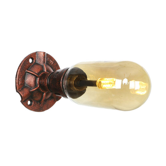 Amber Glass Wall Sconce Lamp with Vintage Charm: Perfect for Living Rooms