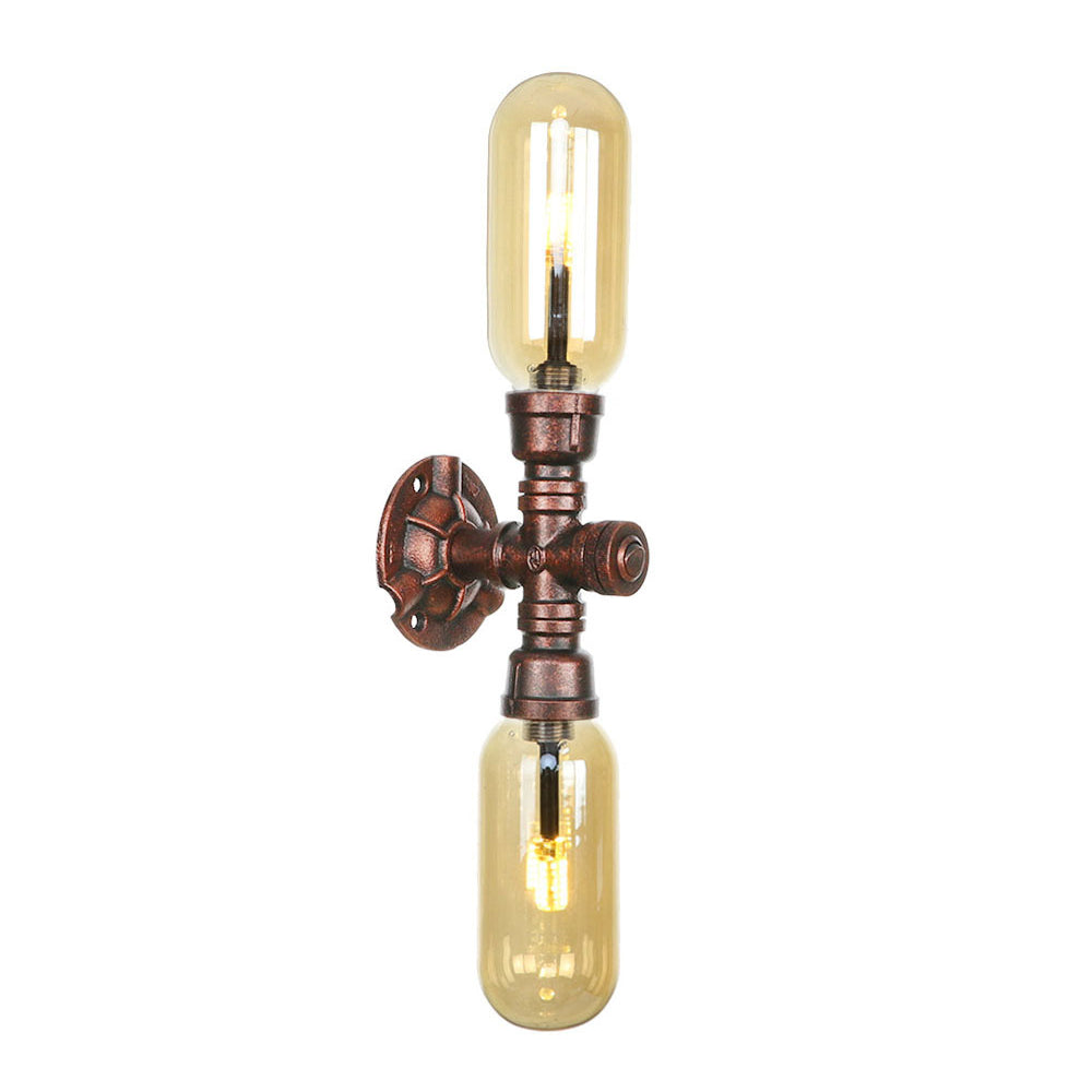 Amber Glass Wall Sconce Lamp with Vintage Charm: Perfect for Living Rooms