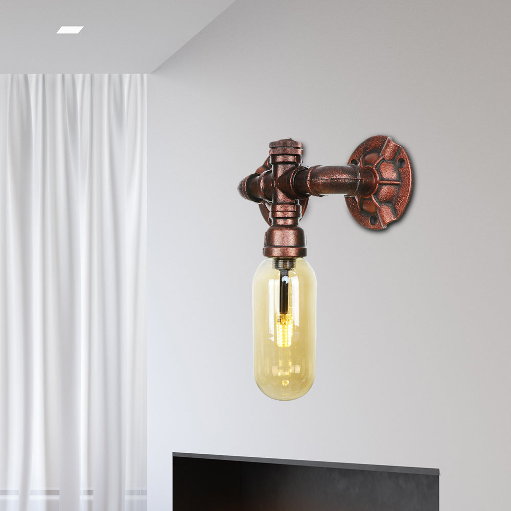 Amber Glass Wall Sconce Lamp with Vintage Charm: Perfect for Living Rooms