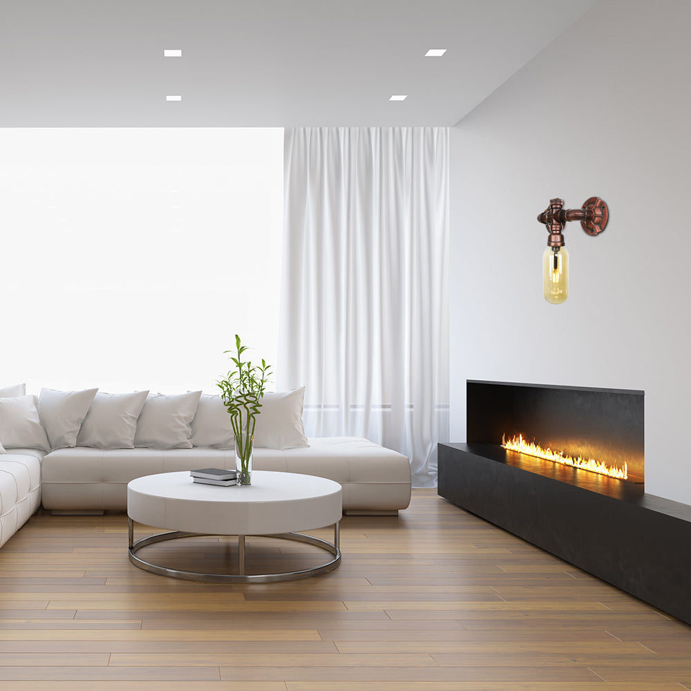 Amber Glass Wall Sconce Lamp with Vintage Charm: Perfect for Living Rooms