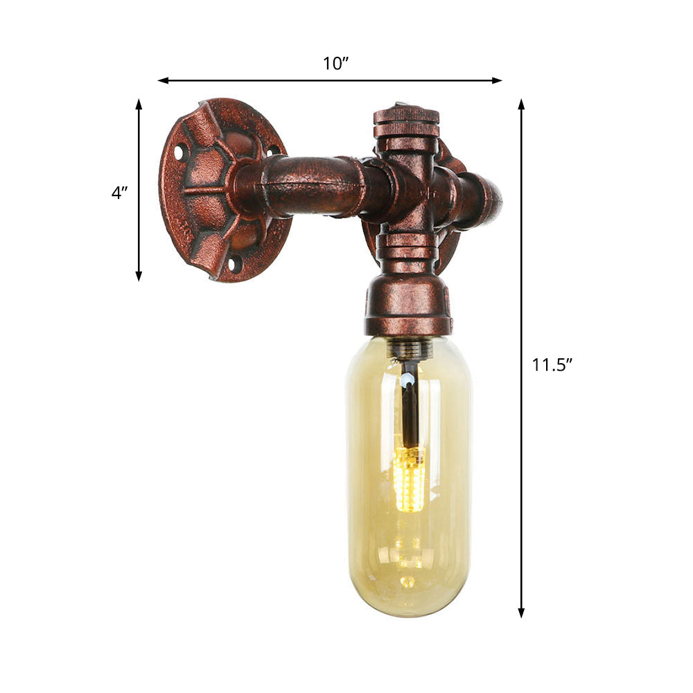 Amber Glass Wall Sconce Lamp with Vintage Charm: Perfect for Living Rooms