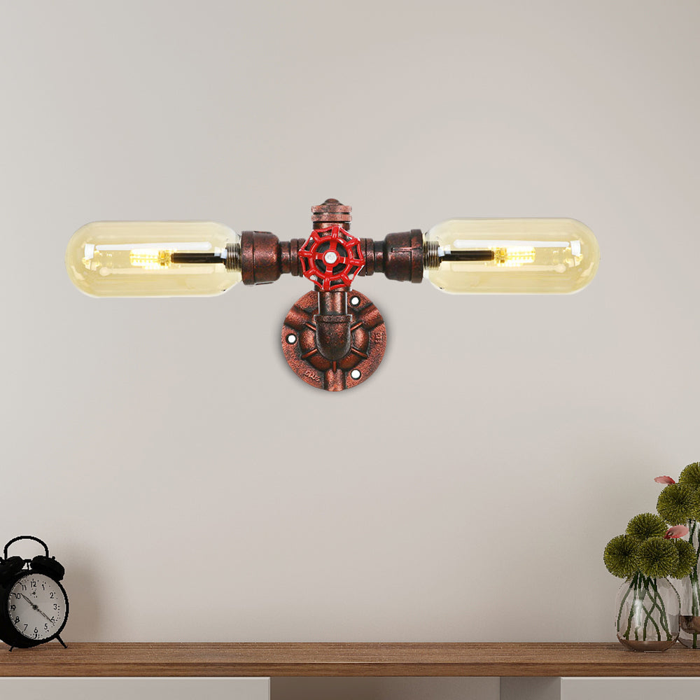 Amber Glass Wall Sconce Lamp with Vintage Charm: Perfect for Living Rooms
