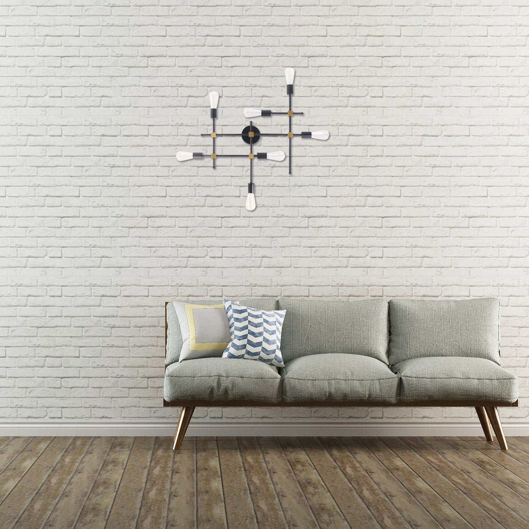 Modern Black Metal Sconce with 7 Bulbs - Contemporary Wall Lamp