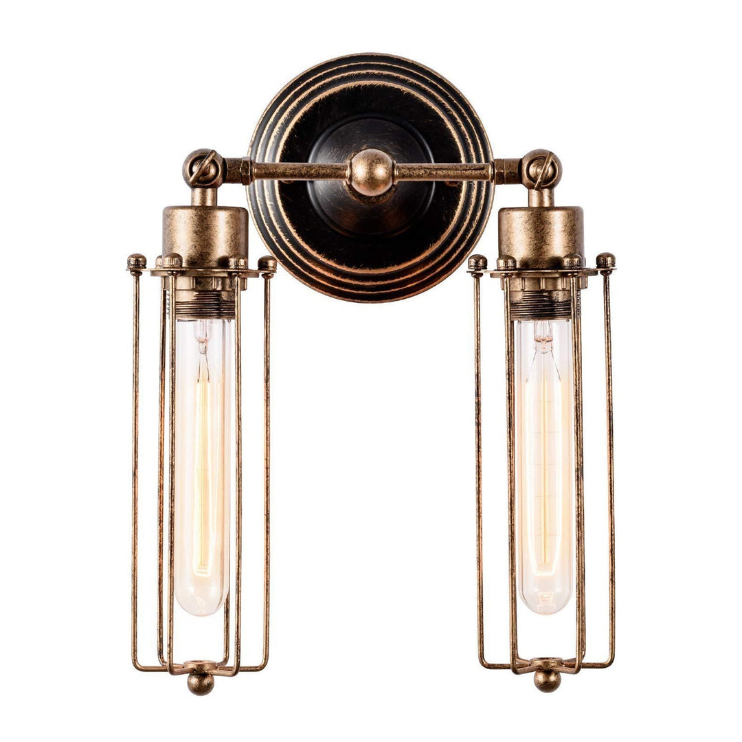 Industrial Cage Wall Sconce with Adjustable Node and Rustic Charm