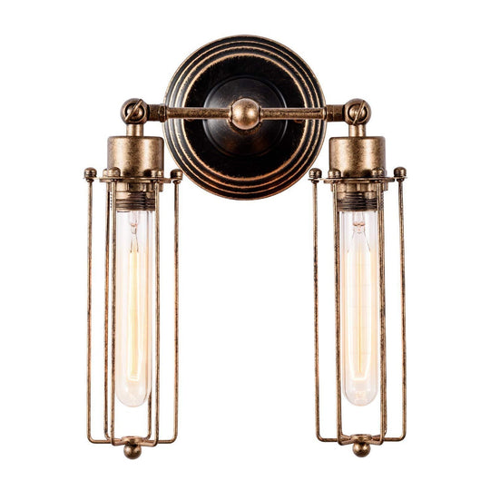 Industrial Cage Wall Sconce with Adjustable Node and Rustic Charm