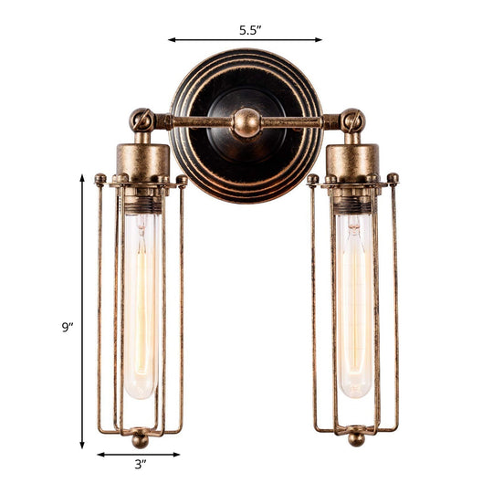Industrial Cage Wall Sconce with Adjustable Node and Rustic Charm
