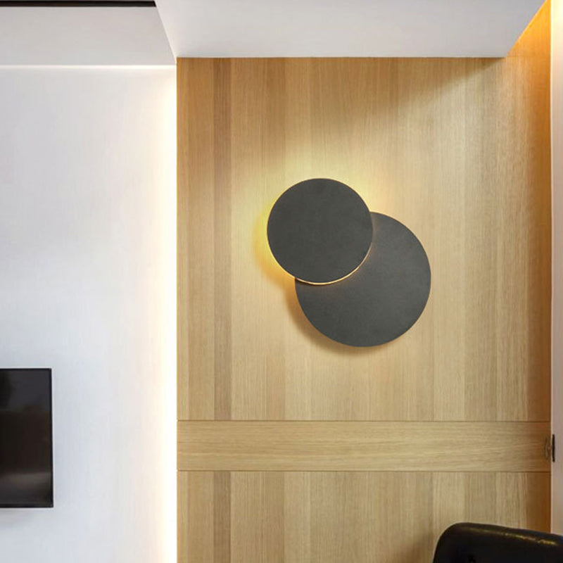 Nordic Flush Mount LED Wall Light in Black/White with Adjustable Disk and Warm/White Light