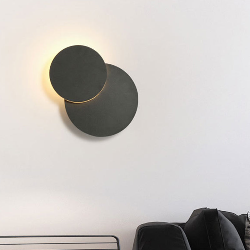 Nordic Flush Mount LED Wall Light in Black/White with Adjustable Disk and Warm/White Light