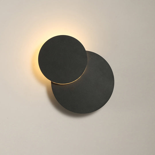 Nordic Flush Mount LED Wall Light in Black/White with Adjustable Disk and Warm/White Light