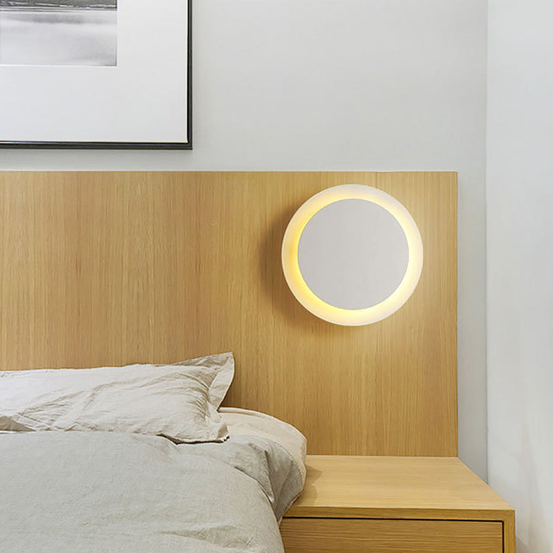 Nordic Flush Mount LED Wall Light in Black/White with Adjustable Disk and Warm/White Light