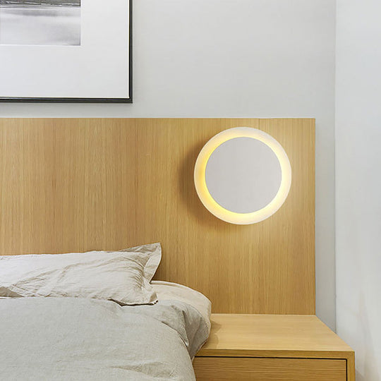 Nordic Flush Mount LED Wall Light in Black/White with Adjustable Disk and Warm/White Light