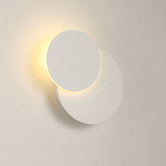 Nordic Flush Mount LED Wall Light in Black/White with Adjustable Disk and Warm/White Light