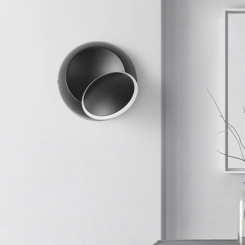Modern Black/White Rotating Eclipse Wall Lamp with LED Iron Sconce Design