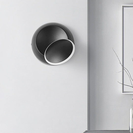 Modern Black/White Rotating Eclipse Wall Lamp with LED Iron Sconce Design
