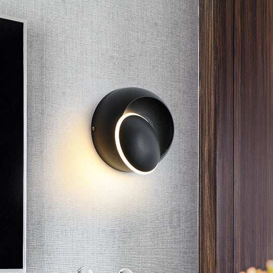 Modern Black/White Rotating Eclipse Wall Lamp with LED Iron Sconce Design