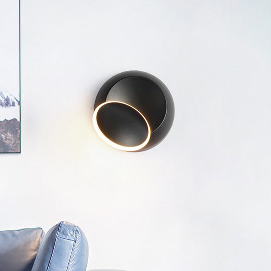 Modern Black/White Rotating Eclipse Wall Lamp with LED Iron Sconce Design