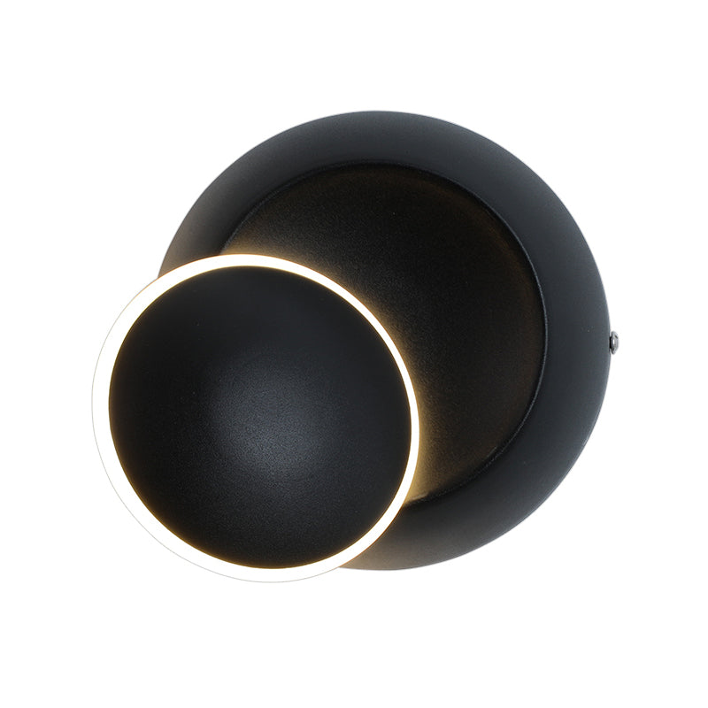 Modern Black/White Rotating Eclipse Wall Lamp with LED Iron Sconce Design