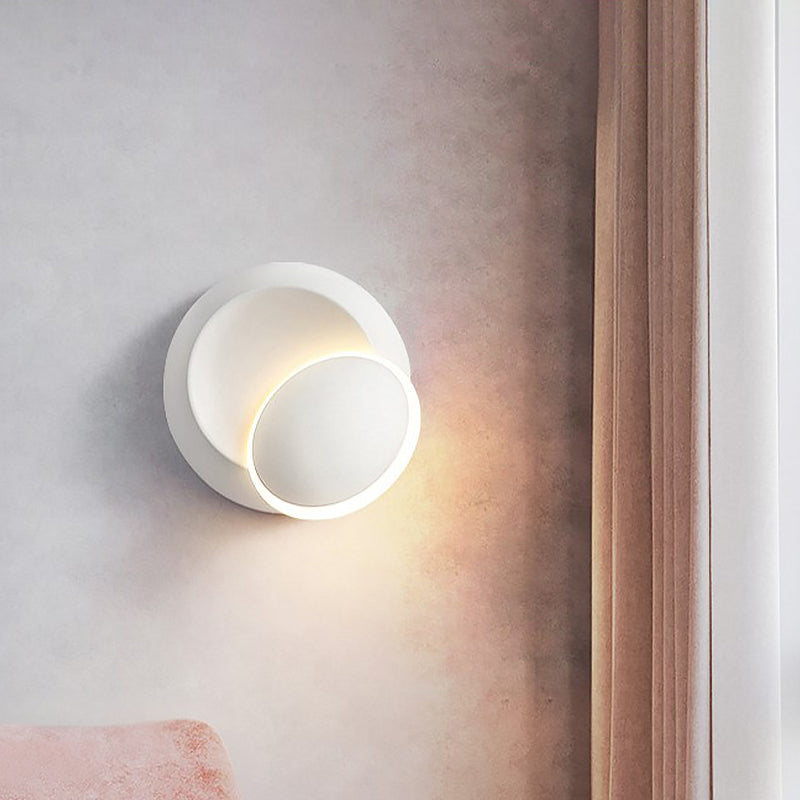 Modern Black/White Rotating Eclipse Wall Lamp with LED Iron Sconce Design