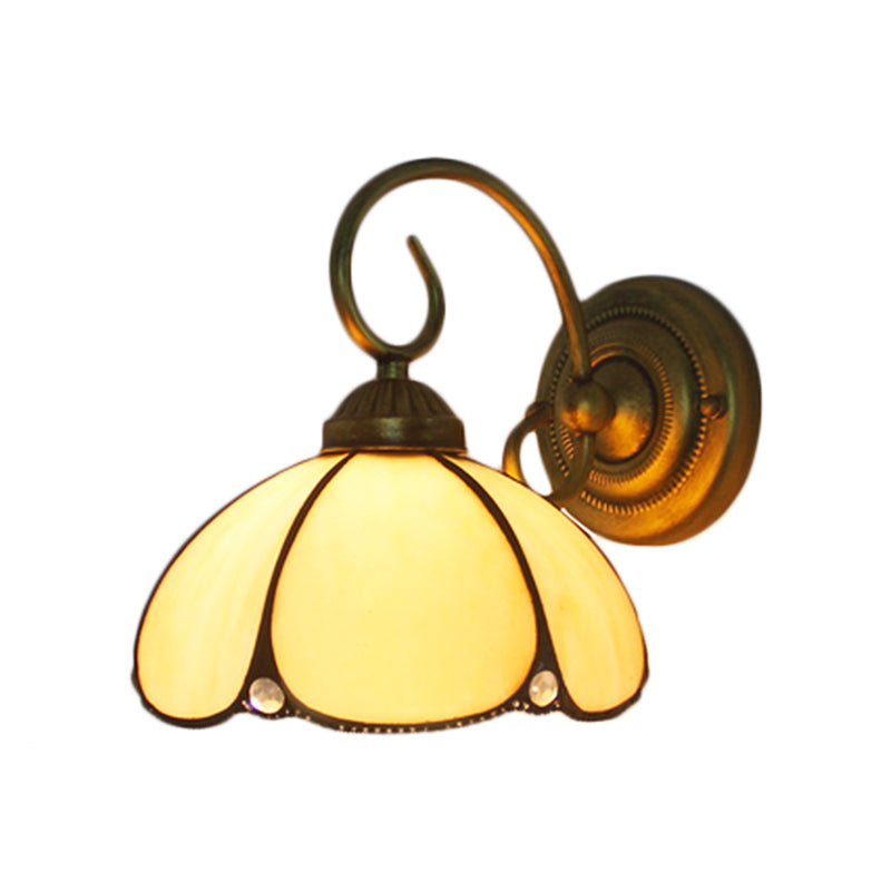 Art Glass Petal Wall Light - Tiffany Style Wall Lamp in Beige for Kitchen