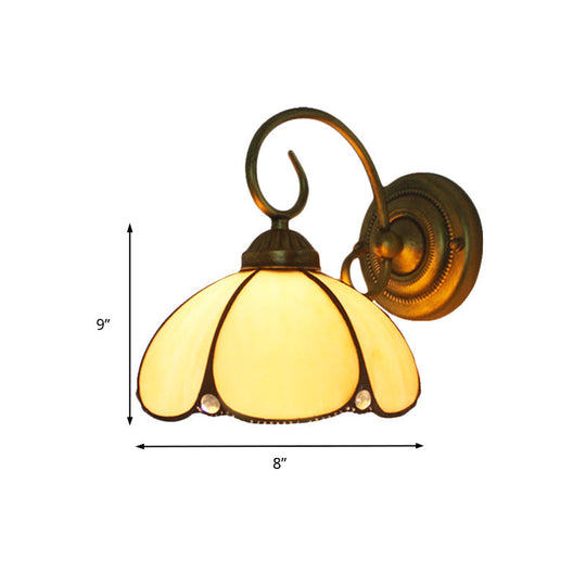 Art Glass Petal Wall Light - Tiffany Style Wall Lamp in Beige for Kitchen